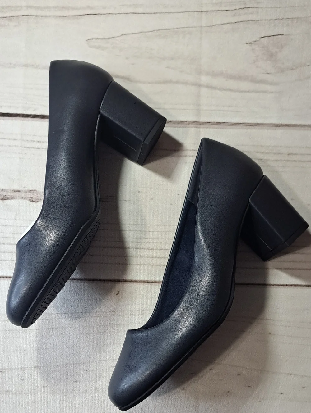 Dark Navy Block Heel Pumps Size 7 WW